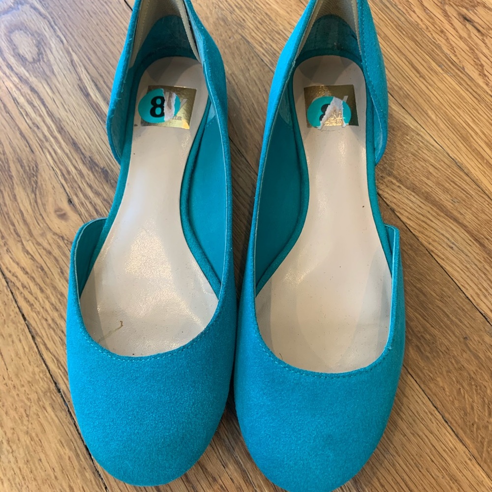 Teal suede flats